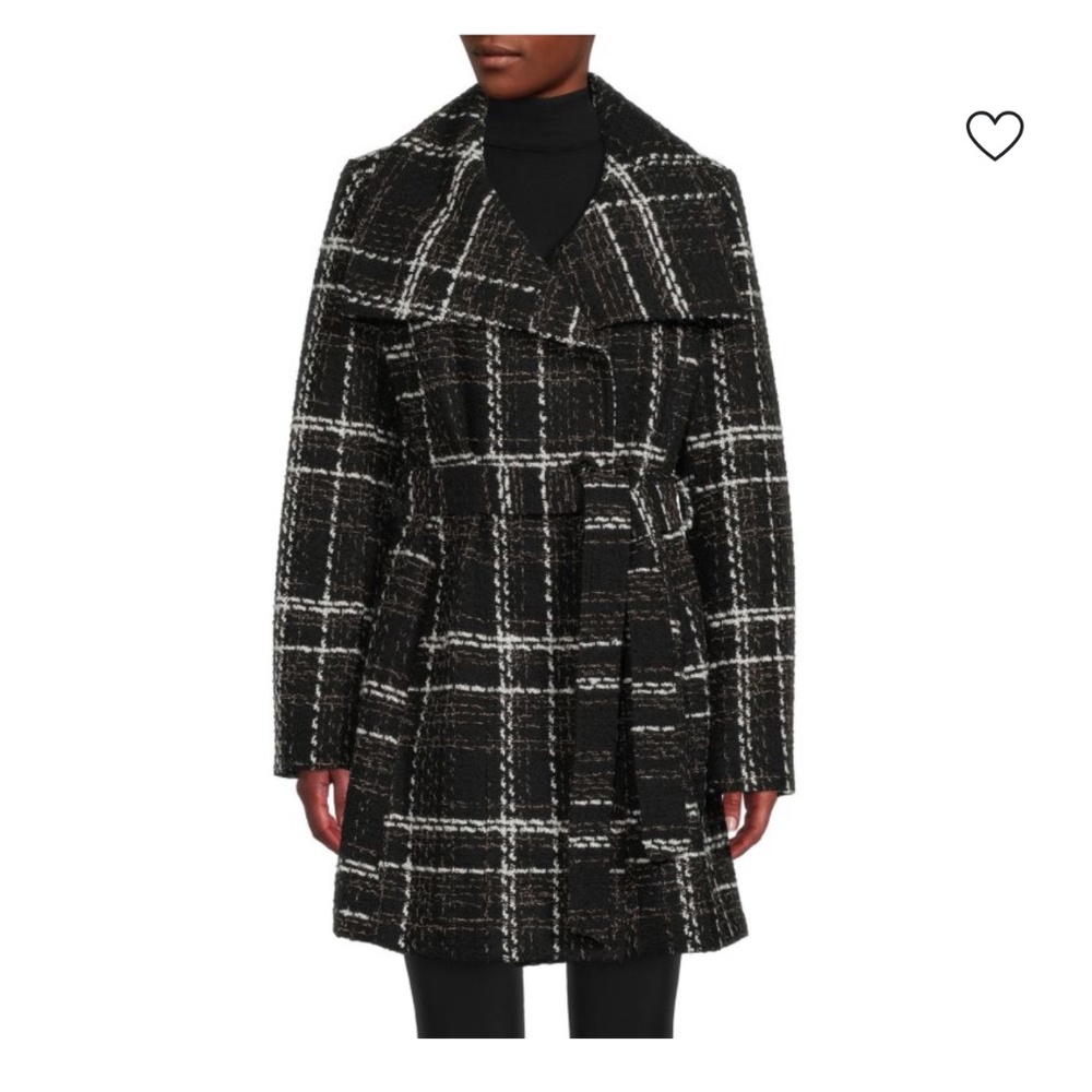 LAUNDRY BY SHELLI SEGAL Plaid Belted Coat - Size XS